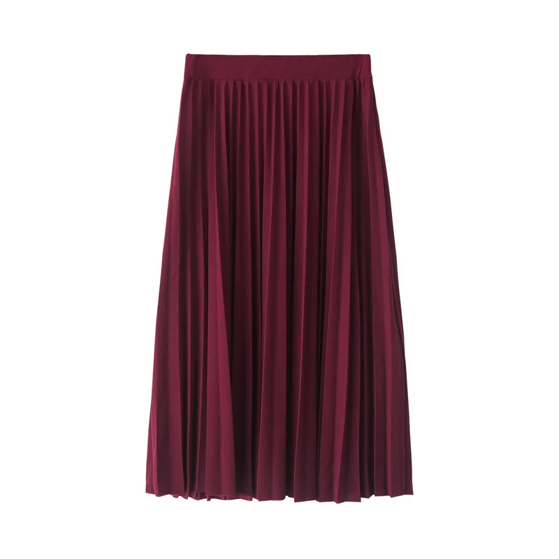 Chrleisure шифоновая плиссированная юбка черная эластичная с высокой талией Jupe Femme