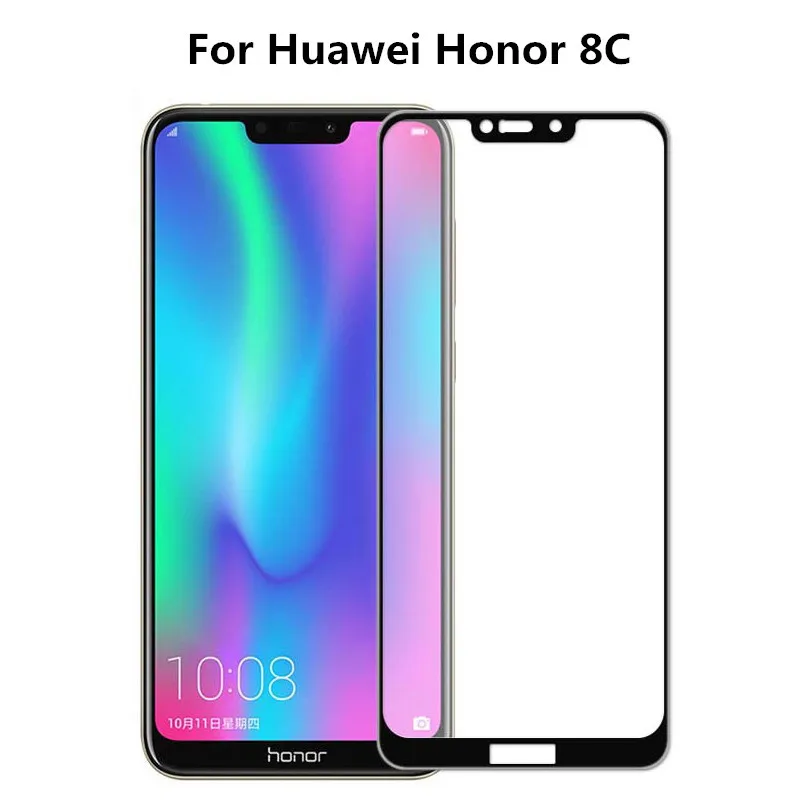 Premium 3D Tempered Glass For Huawei Honor 8C Screen Protector Full Cover Protective Film huawei honor 8c BKK-AL00 Play | Мобильные