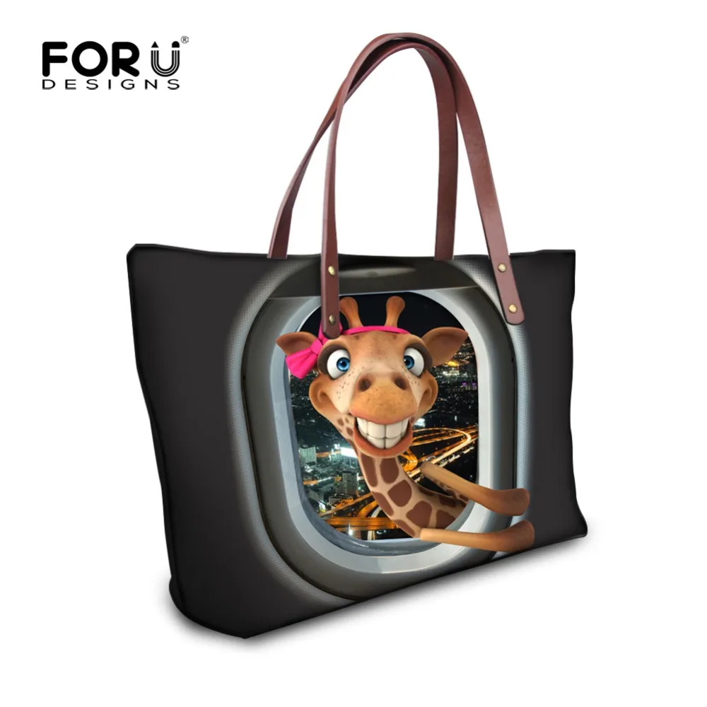 FORUDESIGNS Women Shoulder Bag Black Print Frog Handbag Female Daily Use Single Casual Tote Bags Blosas Feminina | Багаж и сумки