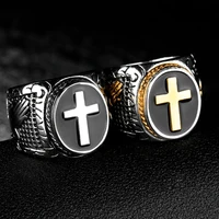 christian holy jesus cross unisex rings prayer german eagle enamel ring templar for women men stainless steel black religious