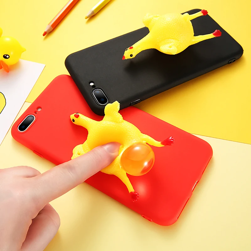 KISSCASE Pressure relief Funny Chicken Case For iPhone 6 6S 7 8 Plus XS X Cases Soft TPU 5 5S SE Caso Funda |