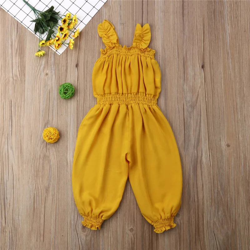 PUDCOCO/Модный летний детский комбинезон с цветочным рисунком для маленьких девочек