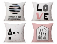 cotton linen cushion cover love english letters pink throw pillowcase cover 45x45cm sofa waist bed decorative for home decor