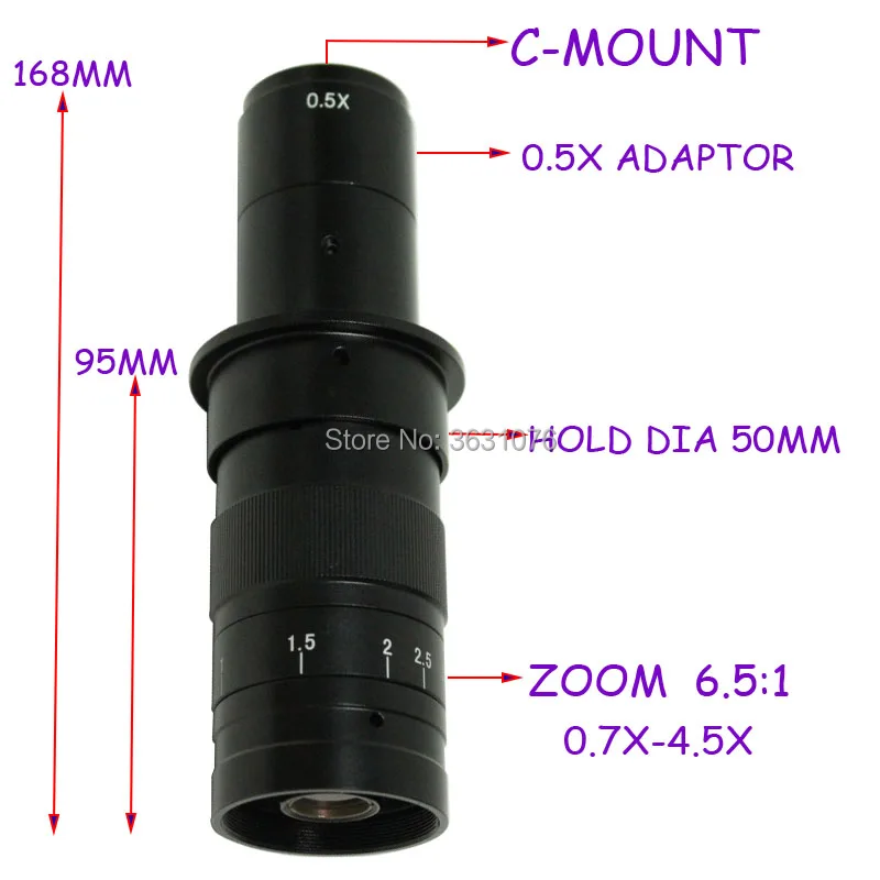 

10X~180X Adjustable Magnification 25mm Zoom C-mount Lens 0.7X~4.5X Industry Microscope Camera Eyepiece Magnifier