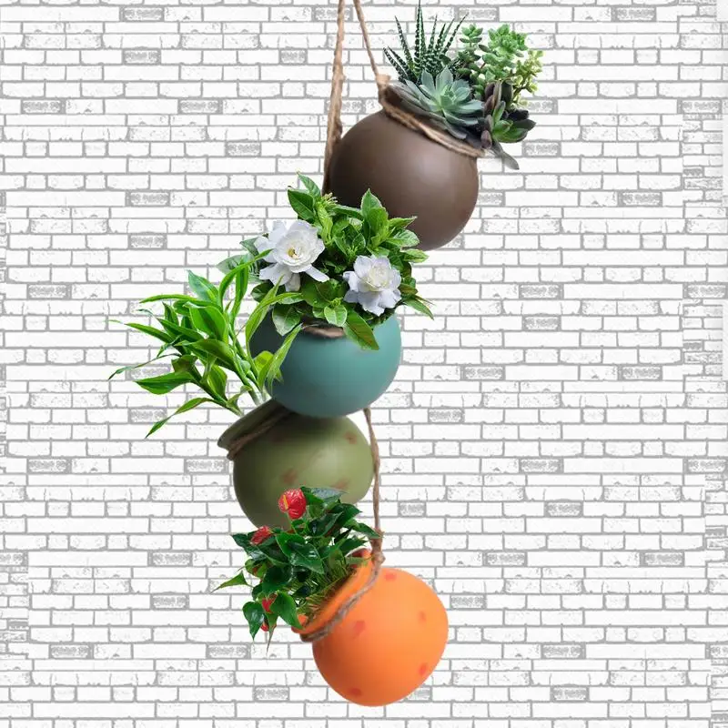 Пеньковая веревка суккуленты цветочный горшок держатель висящая керамическая