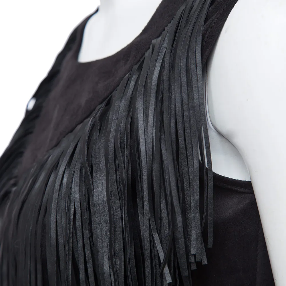 VESTLINDA/распродажа стильное платье с круглым воротником без рукавов бахромой