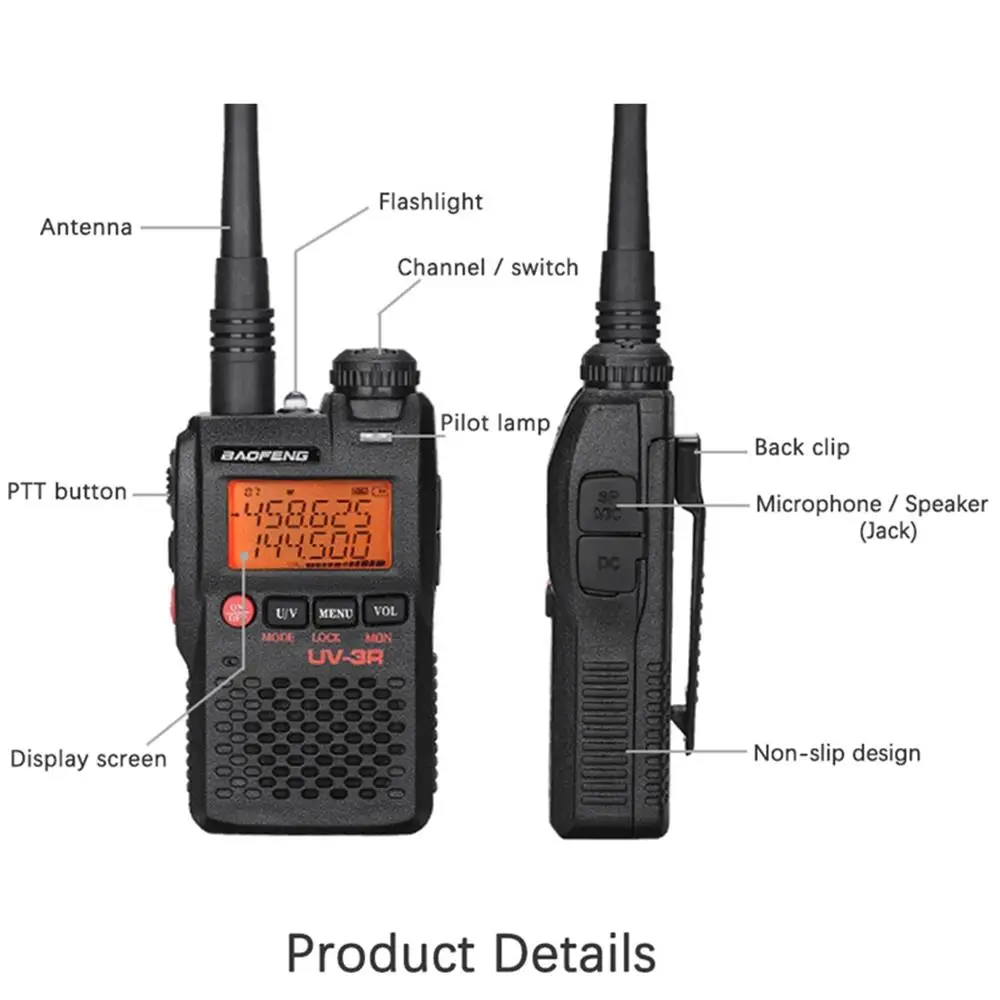 UV 3R Walkie Talkie двухдиапазонный УКВ CB радио FM Портативный автомобиль мобильной