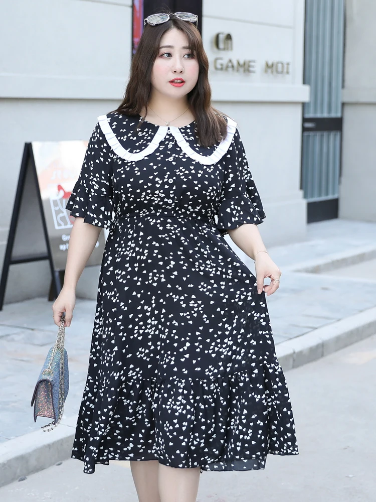 Женское платье с контрастным воротником MINSUNDA средней длины расклешенными