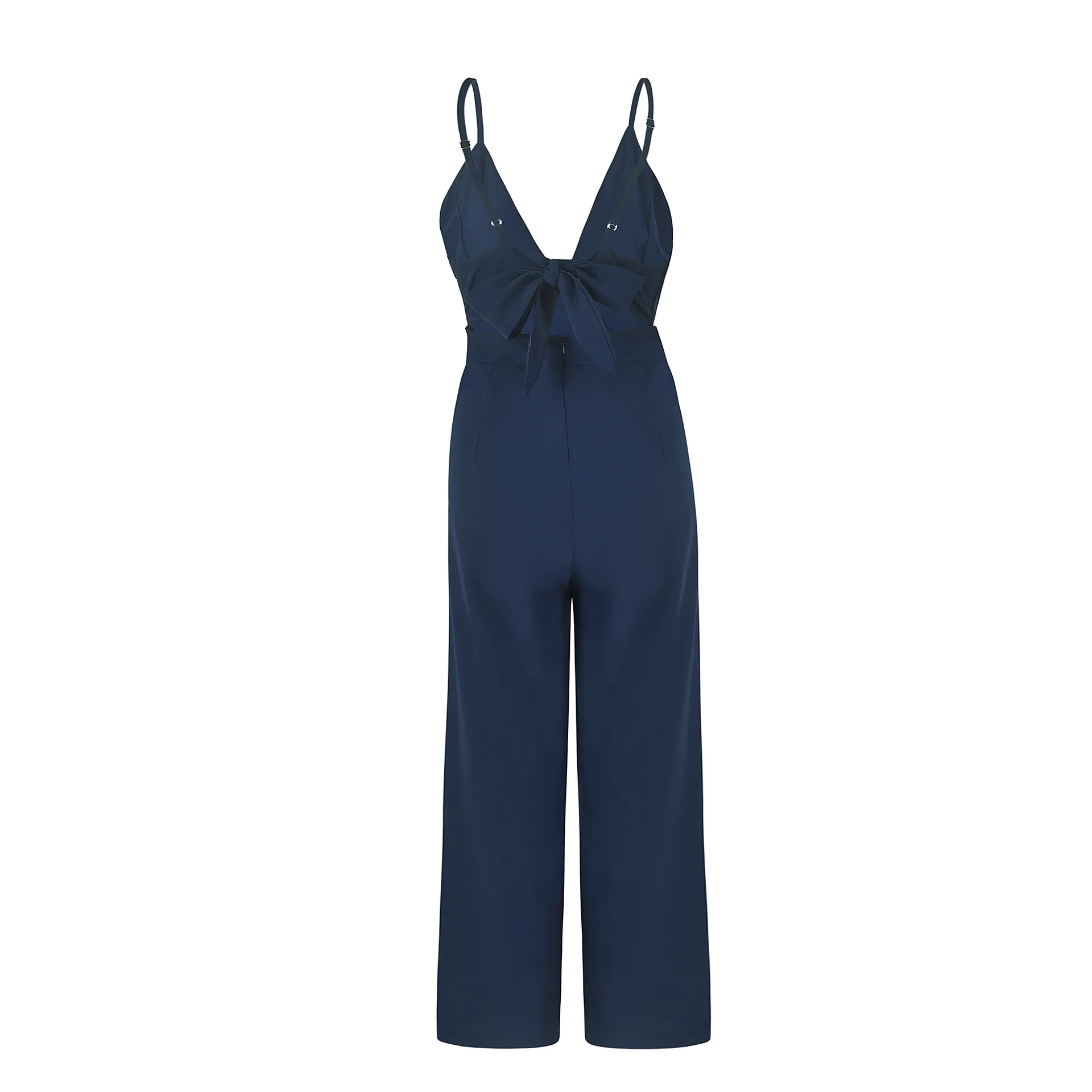 2019 Summer Women Strap Backless Long Jumpsuits New Fashion Back Bow Flare Leg Playsuit | Женская одежда
