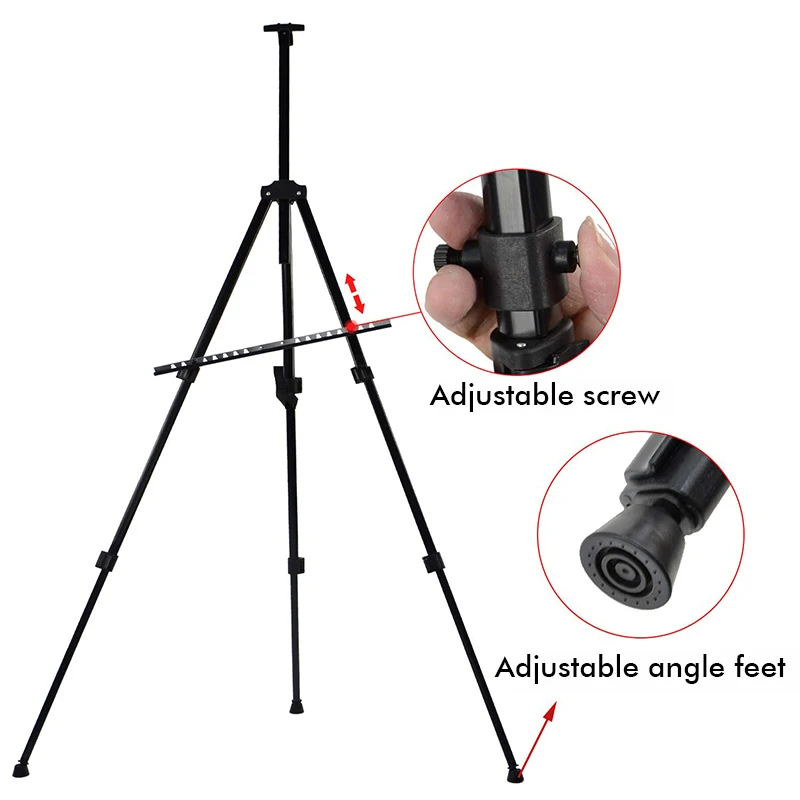 Easel Stand Artist Easels for Display Aluminum Metal Tripod Field with Bag Table-Top/Floor/Flip Charts Black Art | Канцтовары для