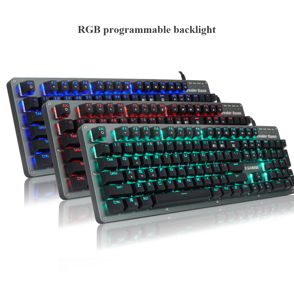 Arealer Roarer 104 клавиши Keybaord RGB синие переключатели Механическая игровая Макросъемка
