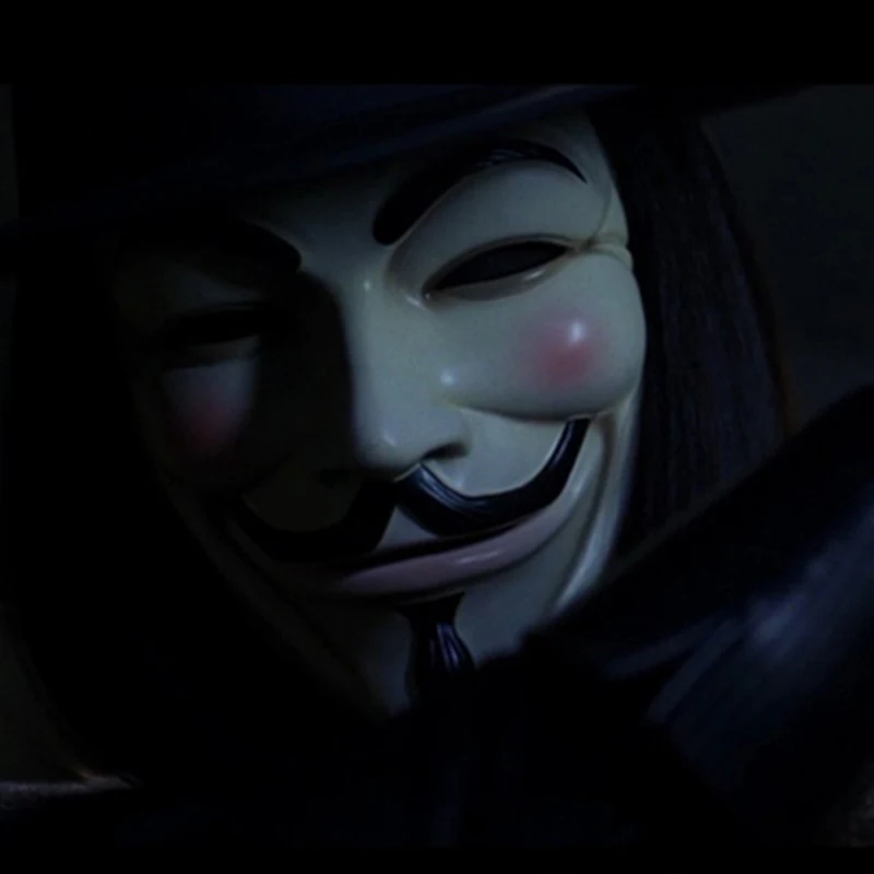 V для Vendetta Маска черная Тема фильма вечеринки Хэллоуин Рождество Косплей