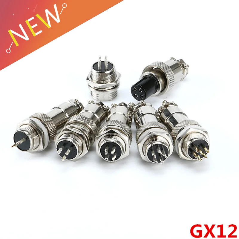 2PCS/set GX12 2/3/4/5/6/7 Pin Male + Female 12mm L88-93 Circular Aviation Socket Plug Wire Panel Connector with Plastic Cap Lid