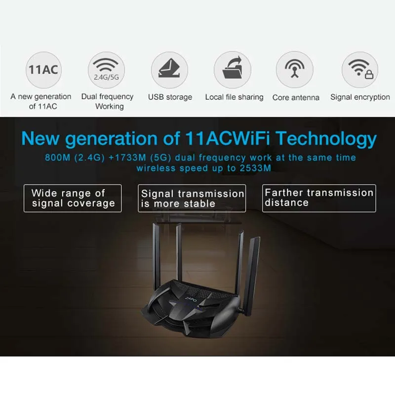 Zapo 2 4G/5G верхний чип Ac 2600 Мбит/с Wifi маршрутизатор беспроводной 16 Мб флэш накопитель