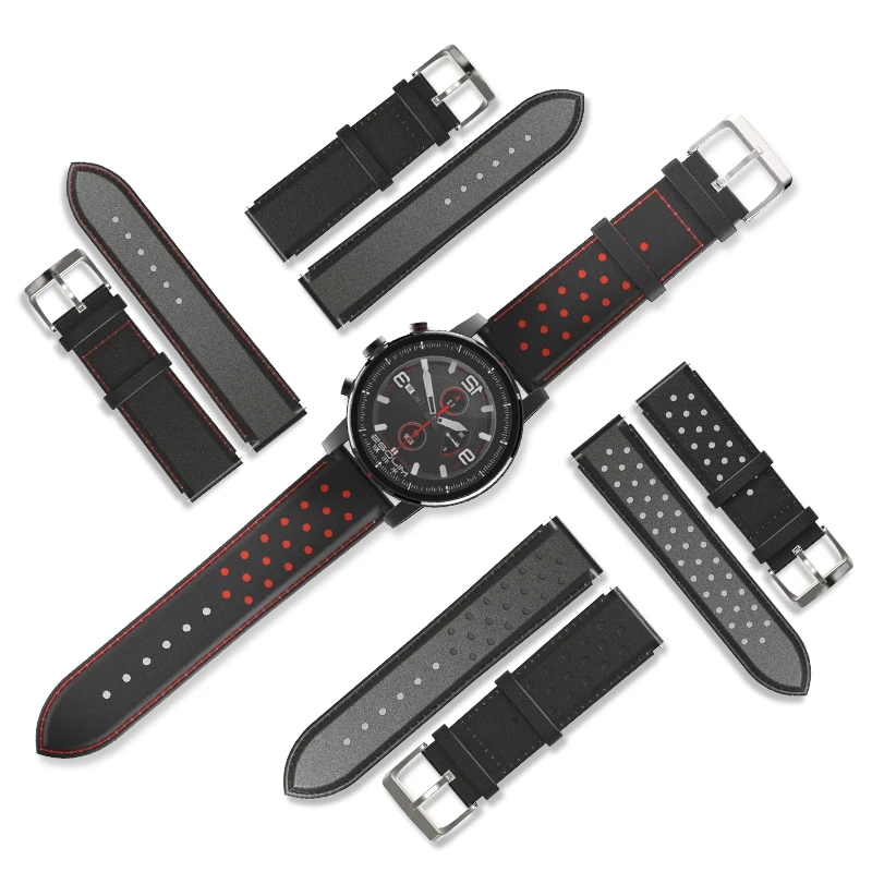 Universal 20mm 22mm Strap for AMAZFIT Bip Stratos 2 Samsung Gear 3 Cowhide Leather Band Bracelet Men Women Business Style | Электроника
