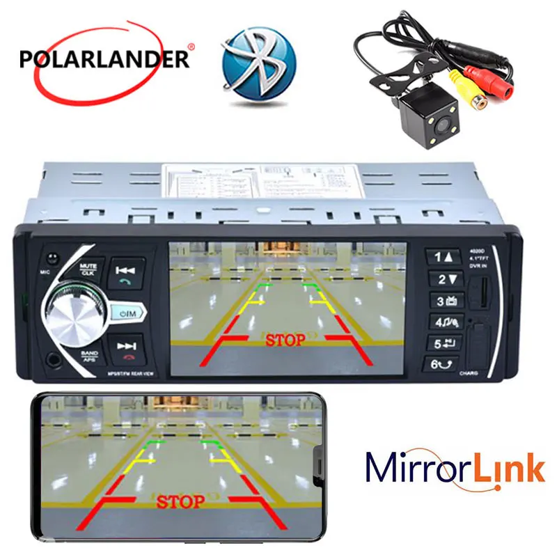 1 Din зеркальная Ссылка для телефона Android TF/USB/AUX в DVR/камера вход W/DVR 12V стерео 4 ''FM
