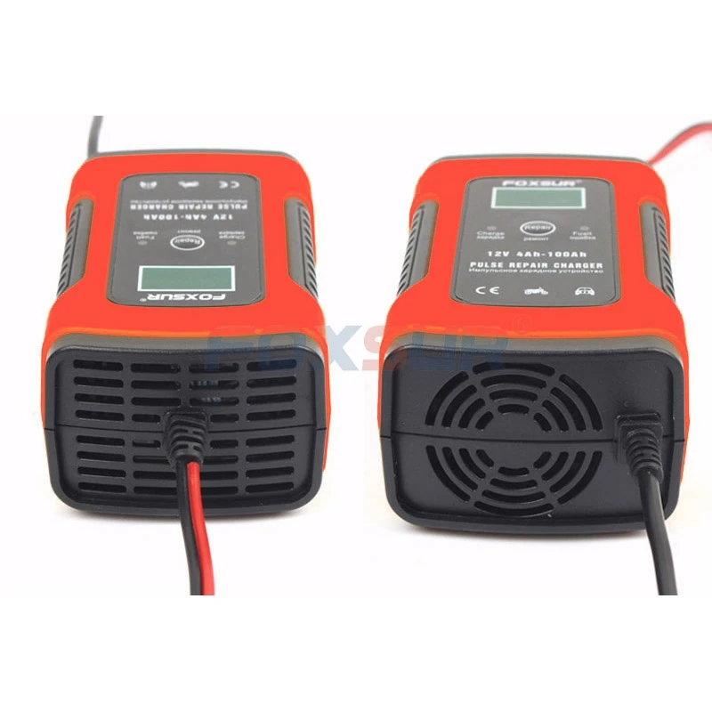 Foxsur 12V Универсальное зарядное устройство тип ремонта 12Ah 36Ah 45Ah 60Ah 100Ah импульсный