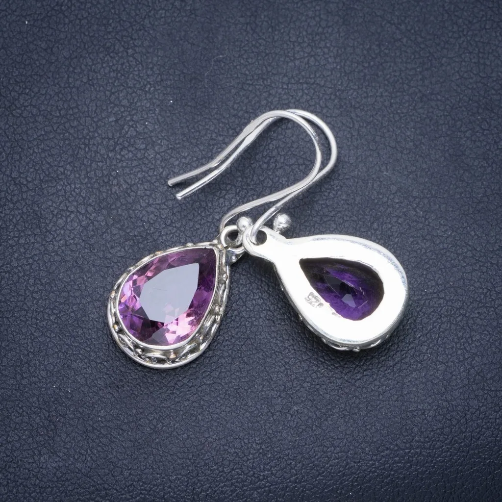 Natural Amethyst Handmade Unique 925 Sterling Silver Earrings 1.25&quot A0989 | Украшения и аксессуары