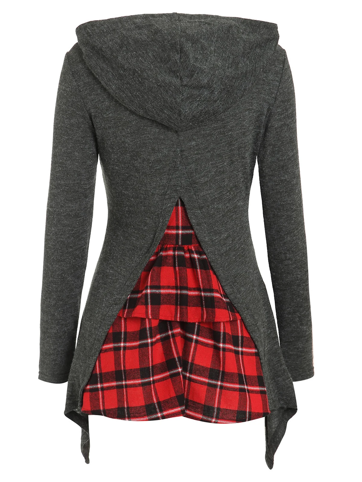 Женский трикотажный пуловер с длинным рукавом и капюшоном Wipalo Tartan Осенний