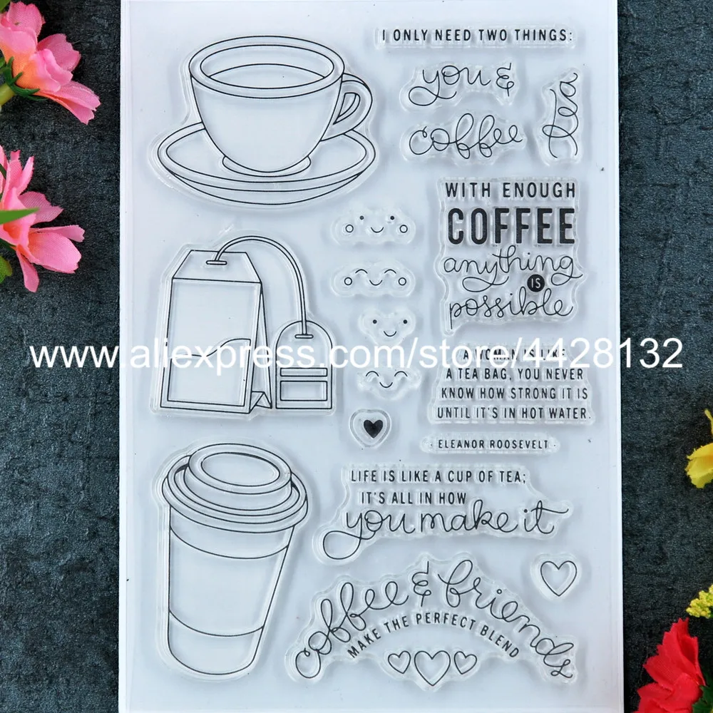 Кофе друзья сердце скрапбук DIY фото карты резиновый чистый штамп для