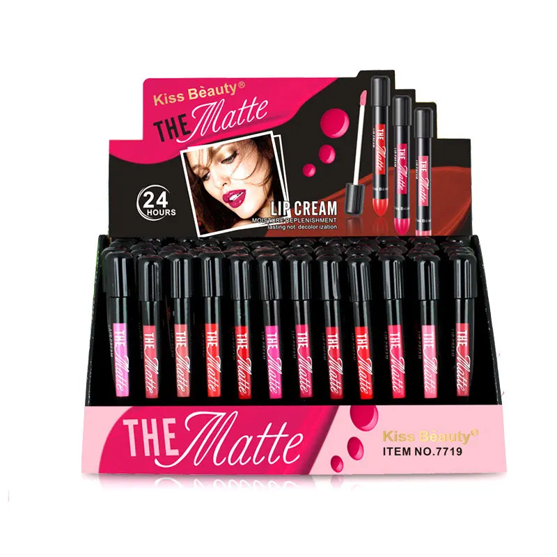 KISSBEAUTY Matte Lipgloss Long Lasting 24 Hour Waterproof Moisturizer Women Fashion Lipstick Cosmetic 12 Color Wholesale | Красота и