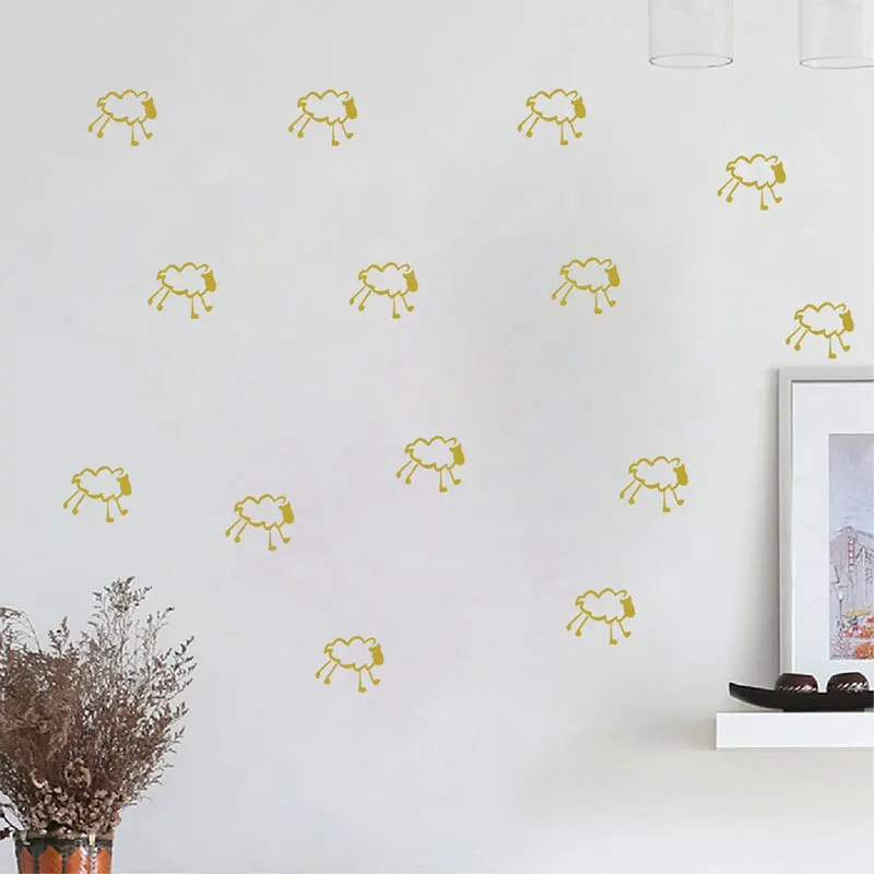 15 шт./компл. Мультяшные маленькие овечки DIY виниловые наклейки на стену съемные