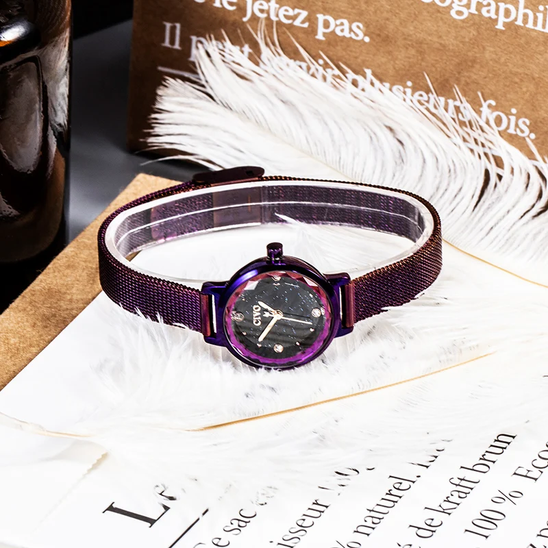 CIVO модные звездное небо Кварцевые часы Женские Роскошные бриллиантовые сетки из