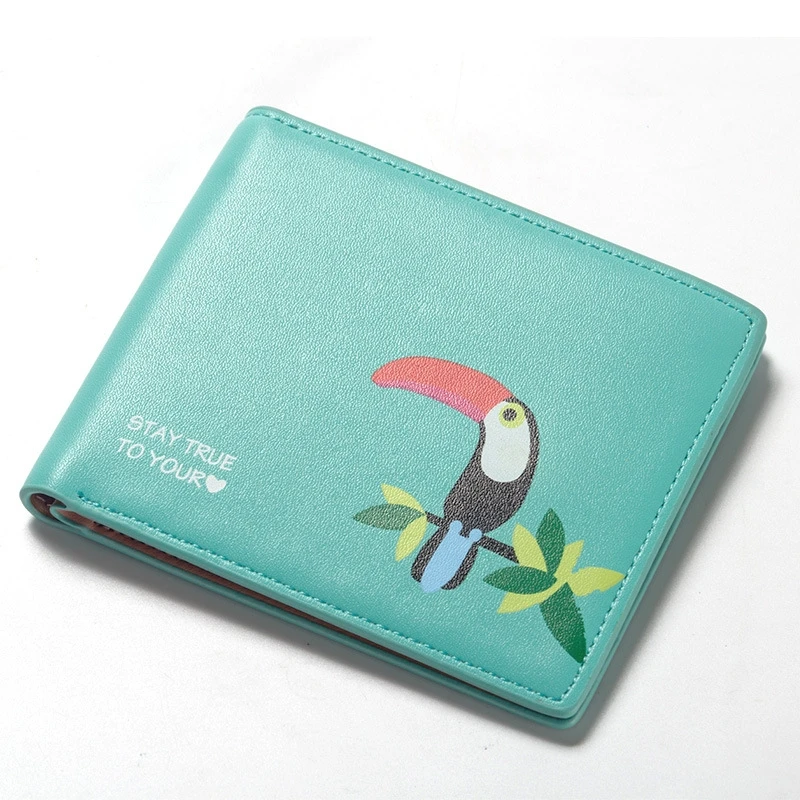 Женский короткий кошелек с принтом Love Bird маленький рисунком из мультфильма |