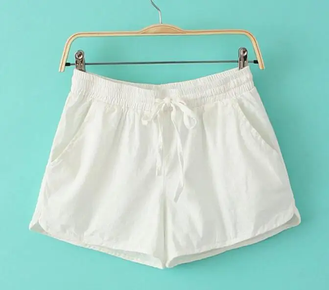 

2022 summer wind female candy color linen COTTON shorts women plus size