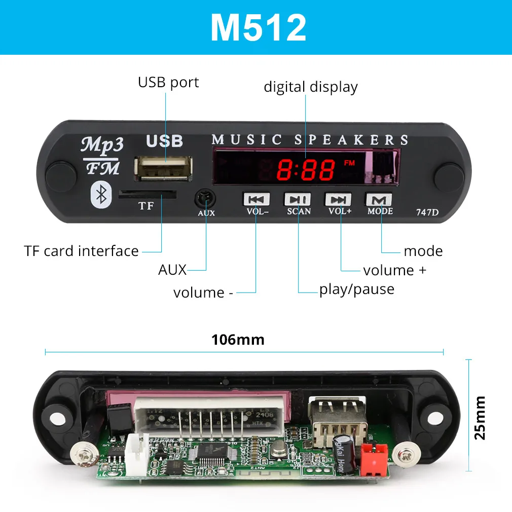 Mp3 плеер Bluetooth декодер плата беспроводной MP3 модуль 12 В аудиоплеер с дистанционным