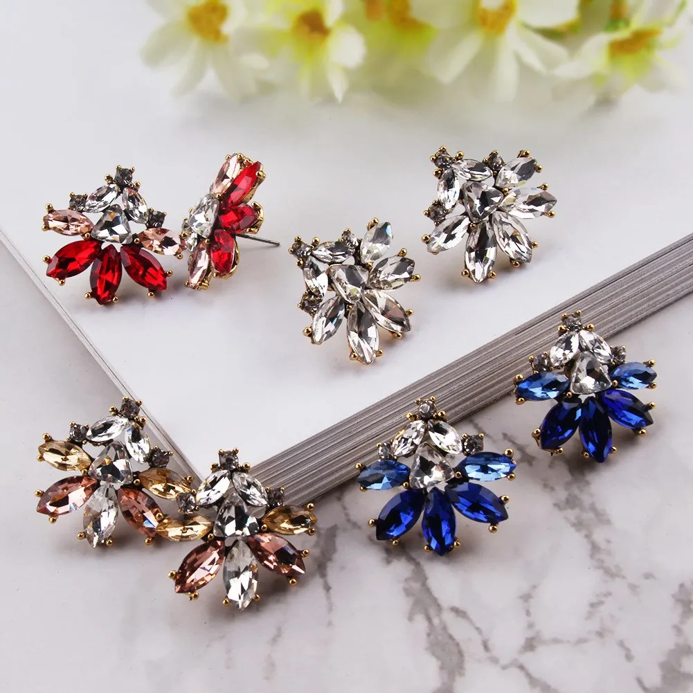 4 вида цветов элегантные серьги с лепестками модные женские со стразами