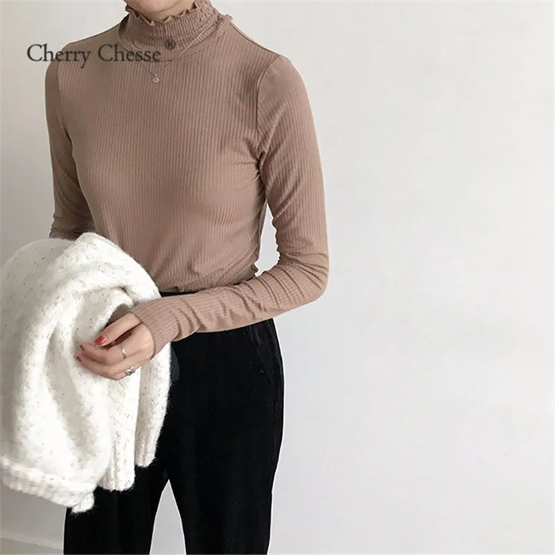 Cherry Chesse офисные женские туфли для женщин блузка однотонная водолазка пуловеры