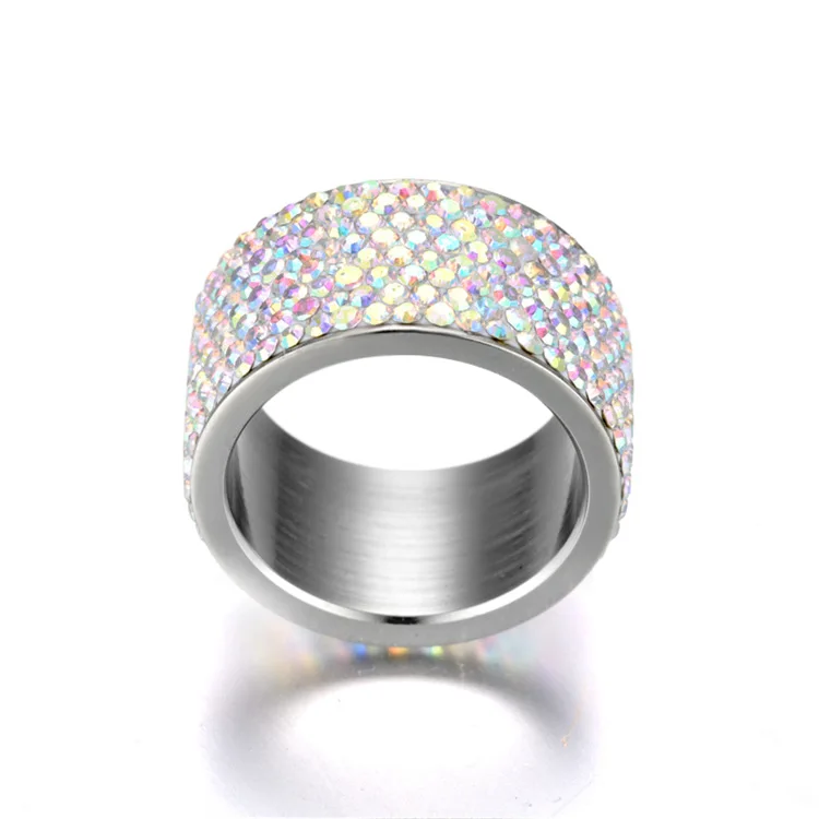 Stainless Steel Ring Cross-border New Products Micro-inlaid AB Color Czech Crystal Titanium | Украшения и аксессуары