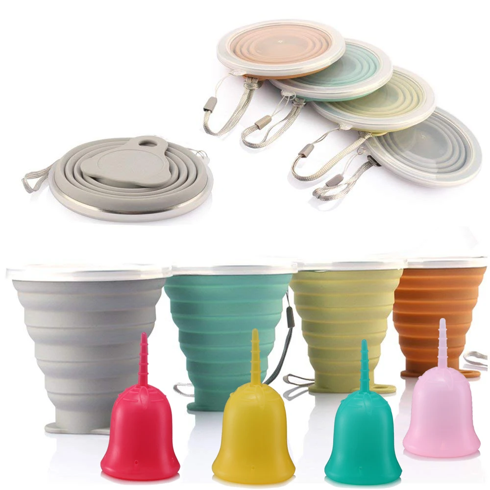 

Collapsible Silicone Cup for Menstrual Cup Sterilizing Reusable Food-Grade Silicone Cup for Camping Hiking Traveling Period Cup