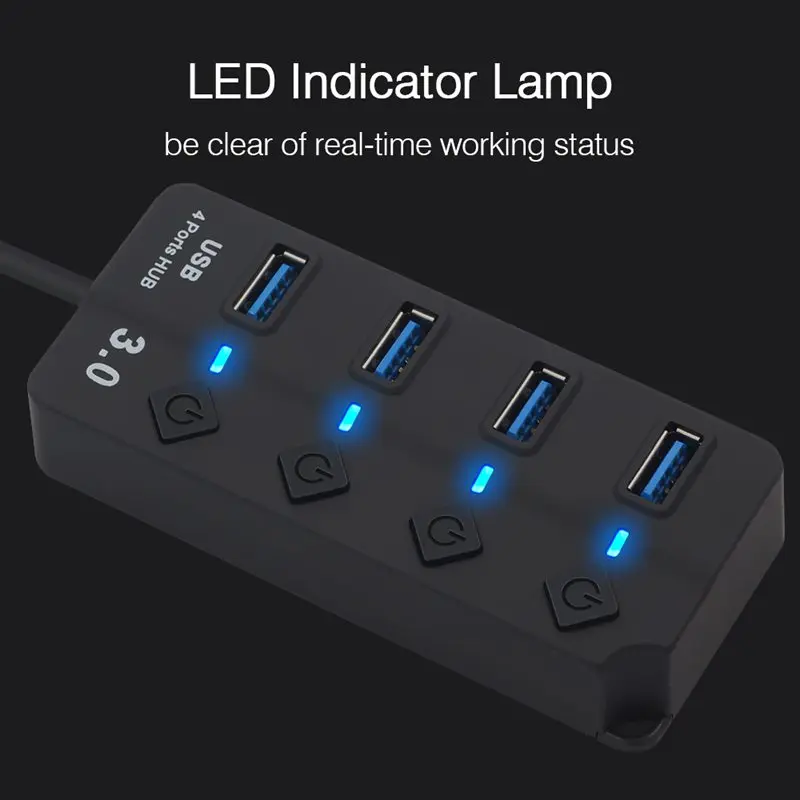 Usb-хаб 3 0 5 Гбит/с высокая скорость 4 порта Usb концентратор разветвитель вкл/выкл