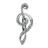fashion vintage music note brooches pins hat accessories scarf clip antique silver color crystal broche for women jewelry gift