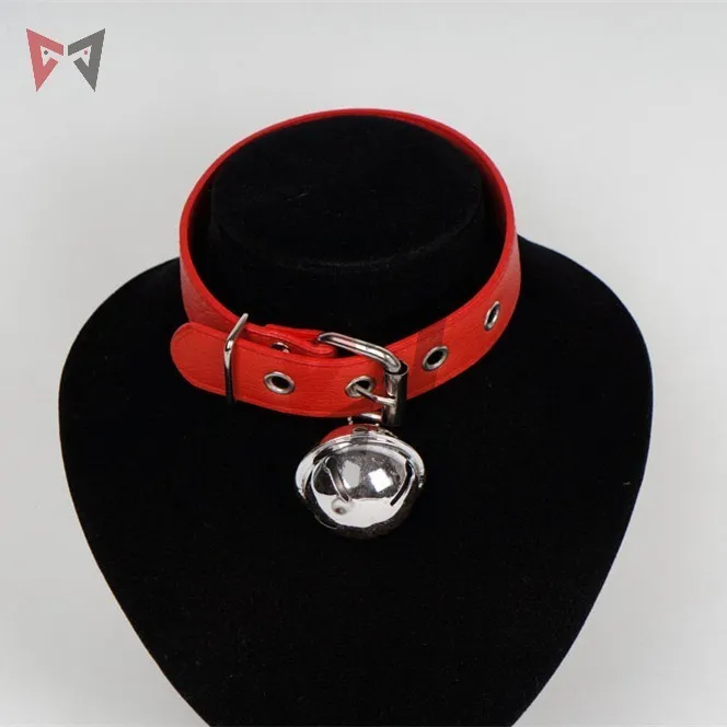 MMGG Cosplay Gothic Maid Harajuku Handmade white black red leather chain Bell Cat Meow Retro Punk Collar Choker Necklace | Украшения и