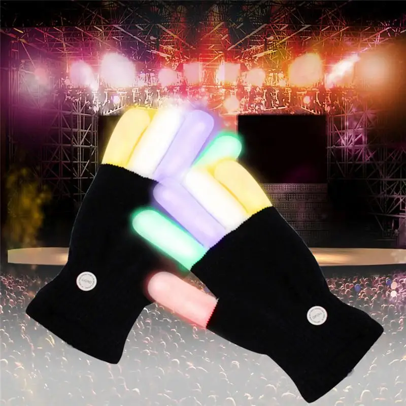 

Christmas Black And White Gloves LED Children Night Glowing Magic Gloves Glitter Gloves Entertainment For Party Vacation Dance
