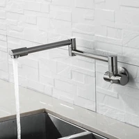 free shipping brush nickel wall mounted swivel folding kitchen faucet single cold 360 degree rotating basin sink water tap