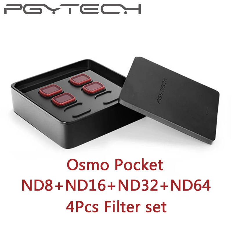 4 шт. PGYTECH DJI OSMO карман ND8+ ND16+ ND32+ ND64 набор фильтров для камеры DJI OSMO карман Камера Линзы Фильтры Аксессуары
