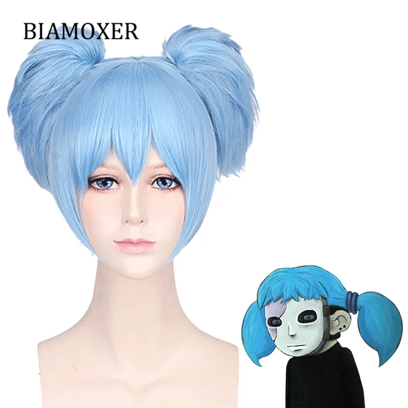 Sallyface Салли с лицом Сал голубой короткий парик на клипсе для косплея|Игровые
