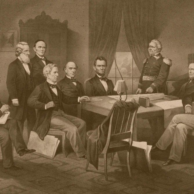 Vintage Civil War print of President Abraham Lincoln and his cabinet Poster Print (34 x 22) | Дом и сад