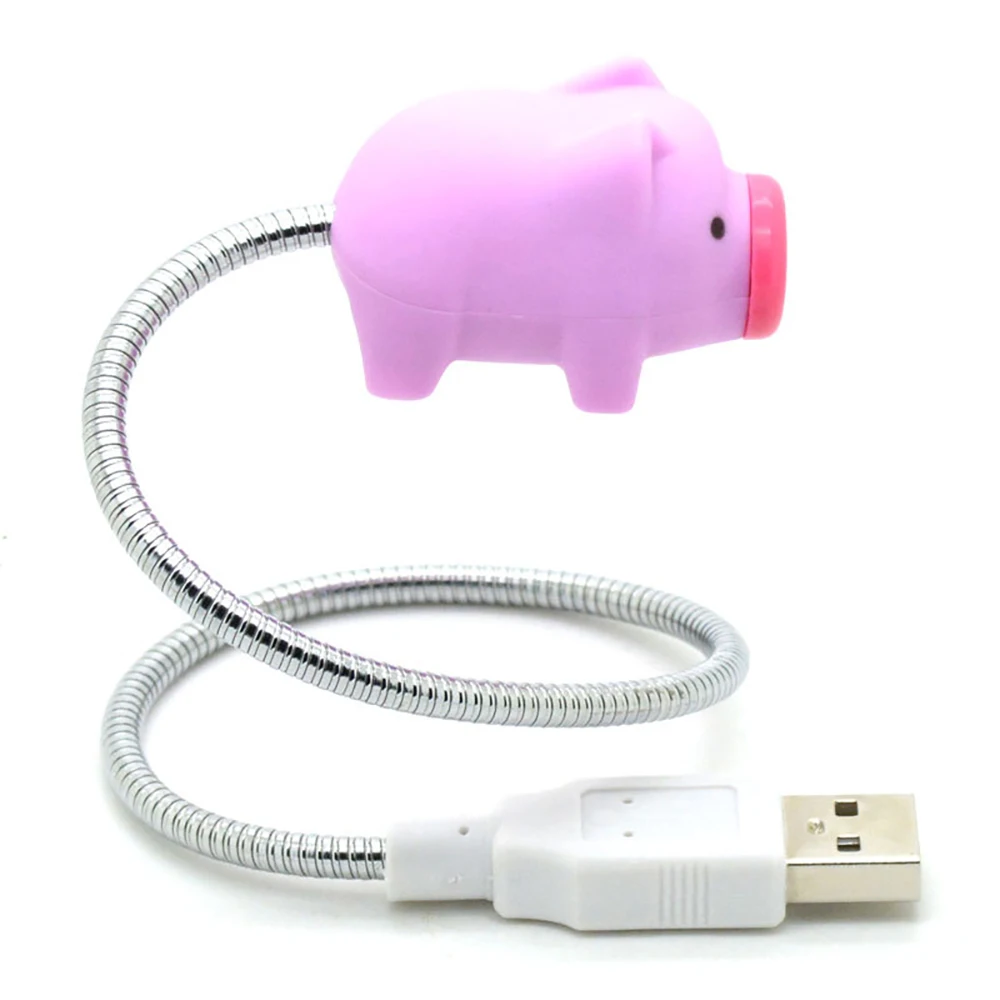 Милая розовая свинка маленький гибкий USB светодиодный светильник Powerbank PC notebook