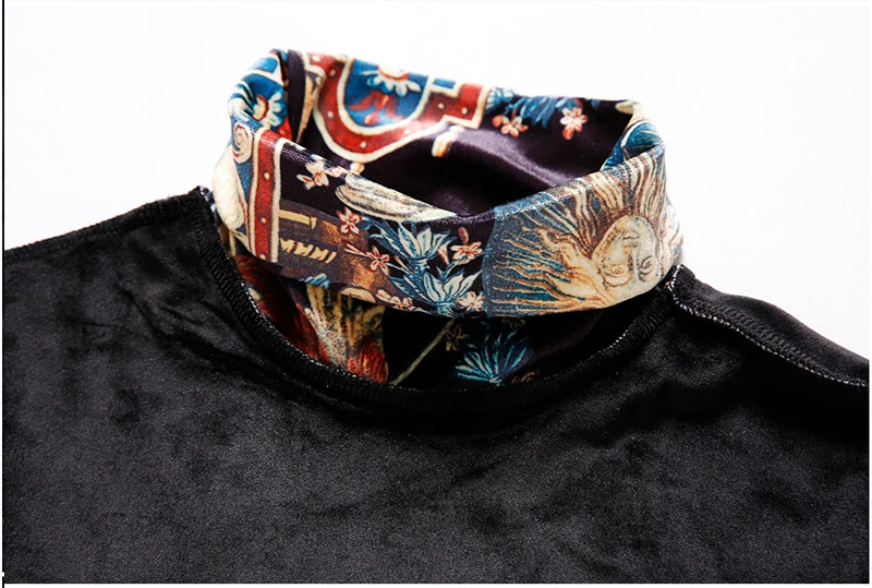 

2020 The New Real print vintage T-shirt men Autumn Winter velvet luxury thicken T-shirt Men plus size