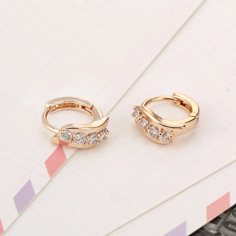 Fashion Womens Ladies Girl Plated Clear Crystal Zircon Ear Hoop Earring Section Dangle Earrings For Anniversary Day Jewelry | Украшения и