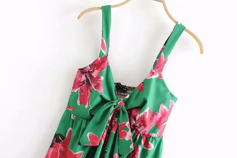 Женская сорочка Лето 2019 Новое поступление зеленый цвет винтаж красный цветочные