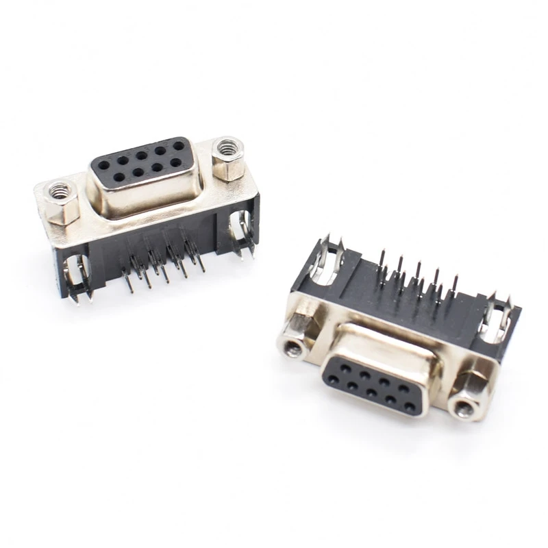10 шт. DB9 Женский Мужской печатного монтажа D-Sub 9 pin PCB разъем RS232 разъем 90 градусов изогнутая игла DR9