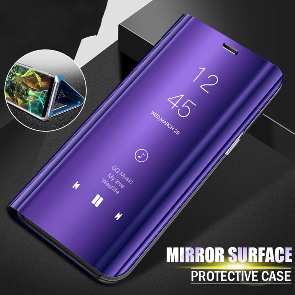 Умный зеркальный флип чехол для телефона Samsung Galaxy S10E S9 S8 S10 Plus S7 Edge Прозрачный