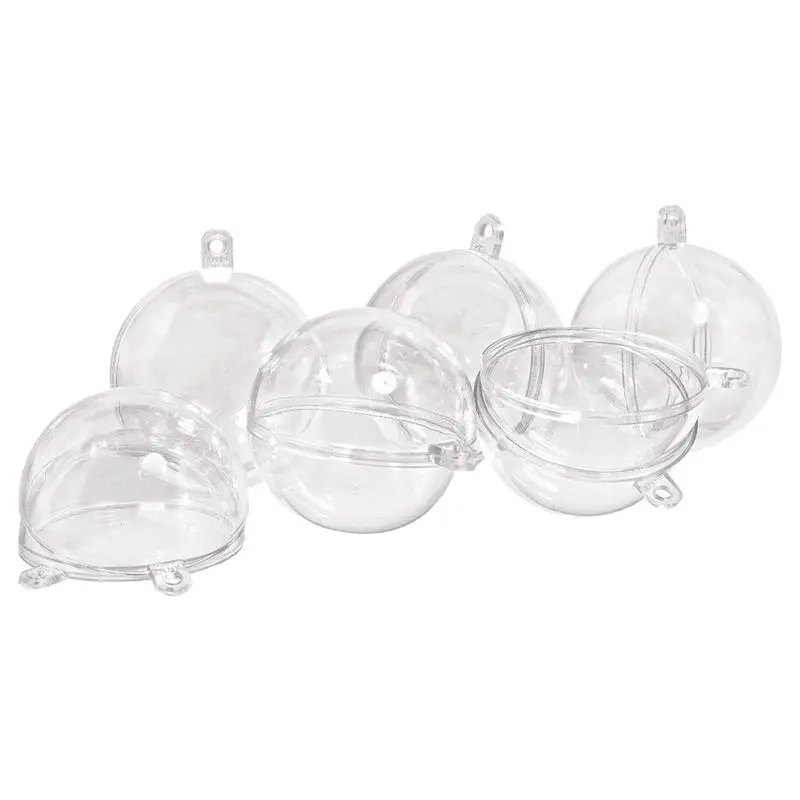 6 акриловых сфер диаметр разделяемый прозрачный с подвесным отверстием|Бусины| |