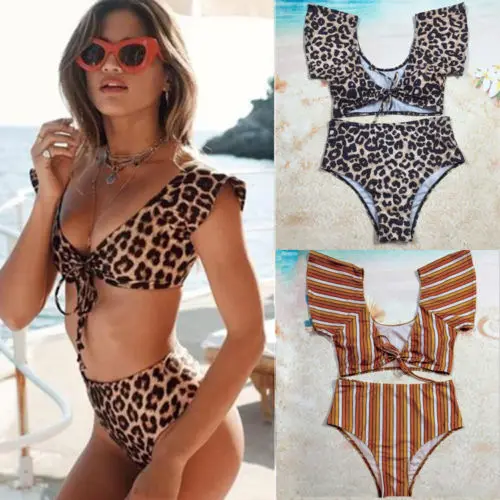 

Women Leopard Stripes Two-piece Swimsuit Laides Bikini Set Beach Swimsuit Bathing Suit Swimwear Beachwear